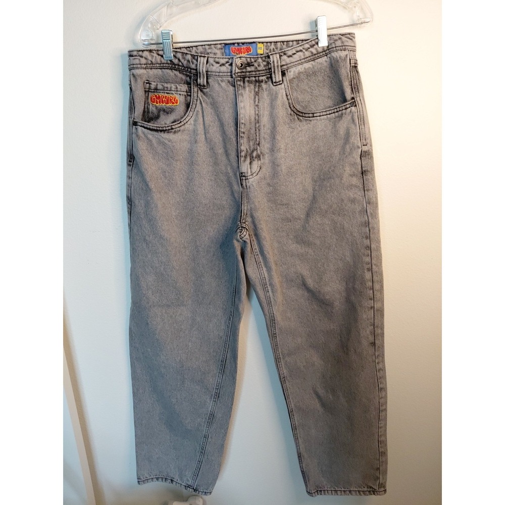 Empyre Grey Dark Wash Baggy Wide Leg Y2K Skate Jeans Sz 32 NEW MSRP $59.95